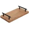 Home Styling Collection Dabar Tacas - Medinis padėklas 30x15,5 cm su metaliniais rankenomis