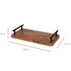 Home Styling Collection Dabar Tacas - Medinis padėklas 30x15,5 cm su metaliniais rankenomis