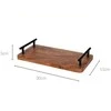 Home Styling Collection Dabar Tacas - Medinis padėklas 30x15,5 cm su metaliniais rankenomis