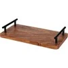 Home Styling Collection Dabar Tacas - Medinis padėklas 30x15,5 cm su metaliniais rankenomis