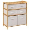 5five Simply Smart Bamboo TIDY bambukinė lentyna su 6 medžiaginiais krepšeliais, aukštis 78,5 cm