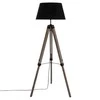 Dekoracja Domu Lamp Medinis toršeras RUNO stovimas šviestuvas su gaubtu - juodos spalvos, aukštis 145 cm