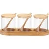 Zassenhaus Bamboo YULEA prieskonių indeliai, 3 x Ø 8,5 cm, ant bambukinio pagrindo