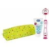 CHICCO 00012099100000 Dantų pasta+šepetėlis+dėklas Hippo rinkinys 3-6l