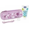 CHICCO 00012098100000 Fluoro dantų pasta + šepetėlis + dėklas Lila 6-36 m