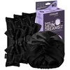 Glov „Sweet Satin Dreams“ rinkinys, kurį sudaro 3 šalto garbanojimo suktukai + 1 dvisluoksnė atlasinė miego kepuraitė, juoda