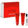 Mont Blanc „Legend Raudona“ miniatiūrinis kvepalų rinkinys: 7,5 ml vandens purškiklis + 30 ml veido kremas + 30 ml valomasis gelis