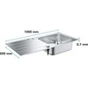 GROHE K500 Køkkenvask, rustfrit stål, nedfæld/planlim, 965x500mm