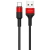 USAMS U5 USB-C 2A krovimo ir informacijos perdavimo laidas, Juoda/Raudona