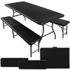 Gardlov Folding garden table 180cm + 2 benches - juodas