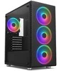 1St Cool 1stCOOL Rainbow Mid Tower ATX AU Korpusas permatomas šoninis skydelis 4x 120mm ventiliatoriai 650W 88+ juoda