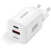 ALIGATOR išmanusis tinklo įkroviklis GaN, PD 33W, USB-A + USB-C, baltas