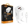 ALIGATOR išmanusis tinklo įkroviklis GaN, PD 33W, USB-A + USB-C, Lightning laidas, baltas