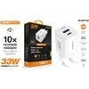 ALIGATOR išmanusis tinklo įkroviklis GaN, PD 33W, USB-A + USB-C, baltas