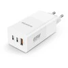 ALIGATOR GaN išmanusis maitinimo įkroviklis, Power Delivery 65W, 2xUSB-C, 1xUSB-A, baltas