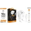 ALIGATOR išmanusis tinklo mini įkroviklis PD 20W, 1x USB-C, USB-C/USB-C laidas, baltas
