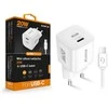 ALIGATOR išmanusis tinklo mini įkroviklis PD 20W, 1x USB-C, USB-C/USB-C laidas, baltas