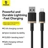Baseus Dura Type A iki IP 2.4A greito įkrovimo laidas Juodas, Gold