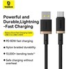 Baseus Dura USB Type A iki Type C 60 W greito įkrovimo laidas 1 m Juodas, Gold