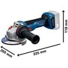 Bosch GWS 18V-11 kampinė šlifuoklė su matmenų schema