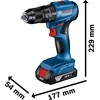 Bosch smūginis suktuvas gręžtuvas GSB 185-LI, 18V, 50Nm, 2x2.0Ah, lagaminas (06019K3100)