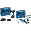 BOSCH PRO GSR 18V-65 + 2× GBA 18V 5.0Ah + GAL 18V-40 + 19-piece hand tool set (0.615.A50.07K)