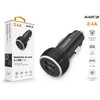 Car charger ALIGATOR, 2xUSB 2,4A, original juodas