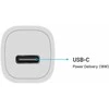 FIXED USB-C automobilinis įkroviklis, 18W, baltos spalvos