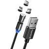 ColorWay Cable 3in1 (Lightning+MicroUSB+Type-C) Magnetinis sukimasis 540° 2.4А, 1m | CW-CBUU037-BK