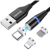 ColorWay cable 3in1 USB - Lightning, microUSB and USB-C 1m, QC, magnetic