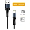ColorWay USB/Apple Lightning Cable/2.4A/Nylon/1 m/Juodas