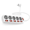 CONNECT IT prailginimo laidas, 5 lizdai, 2 m, su jungikliais (baltas)