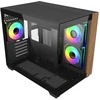 „Cooler Master Elite 481 Wood“, bokšto formos korpusas - juodas/medinis, grūdintas stiklas x 2