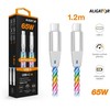 Data cable ALIGATOR POWER 3A 65W, USB-C/USB-C, 1.2m luminous
