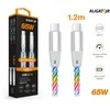 Data cable ALIGATOR POWER 3A 65W, USB-C/USB-C, 1.2m luminous