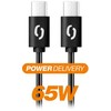 Data cable ALIGATOR POWER 65W, USB-C/USB-C 3A, 0.5m juodas