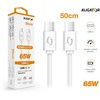 Duomenų kabelis ALIGATOR POWER 65W, USB-C/USB-C 3A, 0,5m baltas