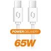Duomenų kabelis ALIGATOR POWER 65W, USB-C/USB-C 3A, 0,5m baltas