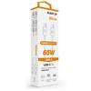Duomenų kabelis ALIGATOR POWER 65W, USB-C/USB-C 3A, 0,5m baltas