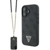 Guess GUHCP16SP4TDSCPK Apple iPhone 16 6.1″ juodos spalvos kietas dėklas Leather Metal Logo Strass Crossbody
