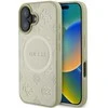 Guess GUHMP16SPSAPSMED Apple iPhone 16 6.1″ auksinis kietas dėklas Saffiano Peony Classic Logo MagSafe