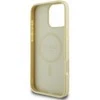 Guess GUHMP16LPSAPSMED Apple iPhone 16 Pro 6.3″ auksinis kietas dėklas Saffiano Peony Classic Logo MagSafe