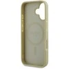 Guess GUHMP16SPSAPSMED Apple iPhone 16 6.1″ auksinis kietas dėklas Saffiano Peony Classic Logo MagSafe