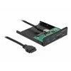 „DeLOCK“ priekinis skydelis 3,5 colio USB 5 Gbps 1 x USB C tipo + 2 x USB A tipo + SD ir „Micro SD“ lizdas, Priekinis skydelis, Metalinis, Juodas, 8,89 cm (3,5 colio), 2 x USB A 3.2 Gen 1, 1 x USB C 3.2 Gen 1, 1 x „Micro SD“ lizdas, 1 x SD lizdas, 1 x 19 kontaktų USB 3.0 jungtis, 1 x SATA 15 kontaktų