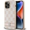 Apple iPhone 15 Pro Max DKNY dėklas odinis Checkered Mono Pattern & Printed Stripes (DKHCP15XPCPTSSP) rožinės spalvos