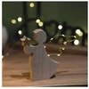 Emos LED wooden decoration - angel, 13 cm, 2x AAA, indoor, warm baltas, timer