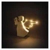 Emos LED wooden decoration - angel, 13 cm, 2x AAA, indoor, warm baltas, timer
