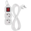 Emos prailginimo laidas 2 m / 2 lizdai / su jungikliu / baltas / PVC / 1 mm2