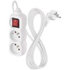 Emos prailginimo laidas 2 m / 2 lizdai / su jungikliu / baltas / PVC / 1 mm2