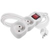 Emos extension cable 3 m / 2 sockets / with switch / baltas / PVC / 1 mm2